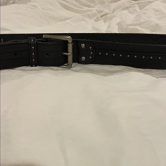 J. Jill Black Studded Leather Belt with Silver-Tone Buckle. M/L - Picture 4 of 5